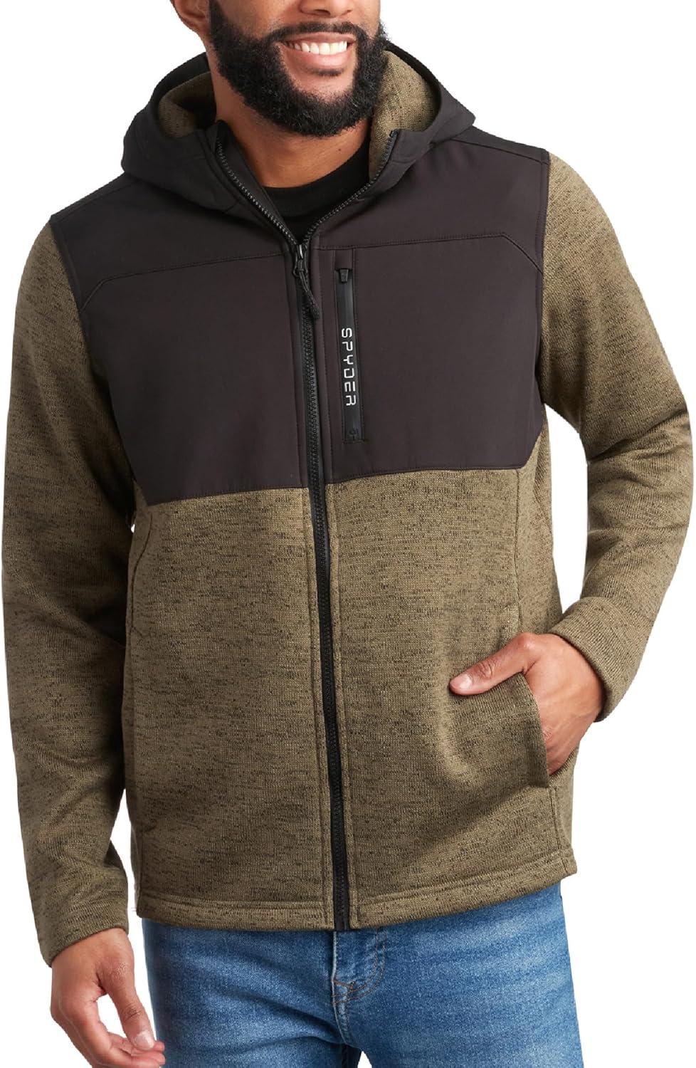 imageSpyder Mens Fleece Jacket Lightweight Cozy Full Zip Hooded Jackets for Men Soft Performance Fleece Hiking Outdoor JacketOlive Black