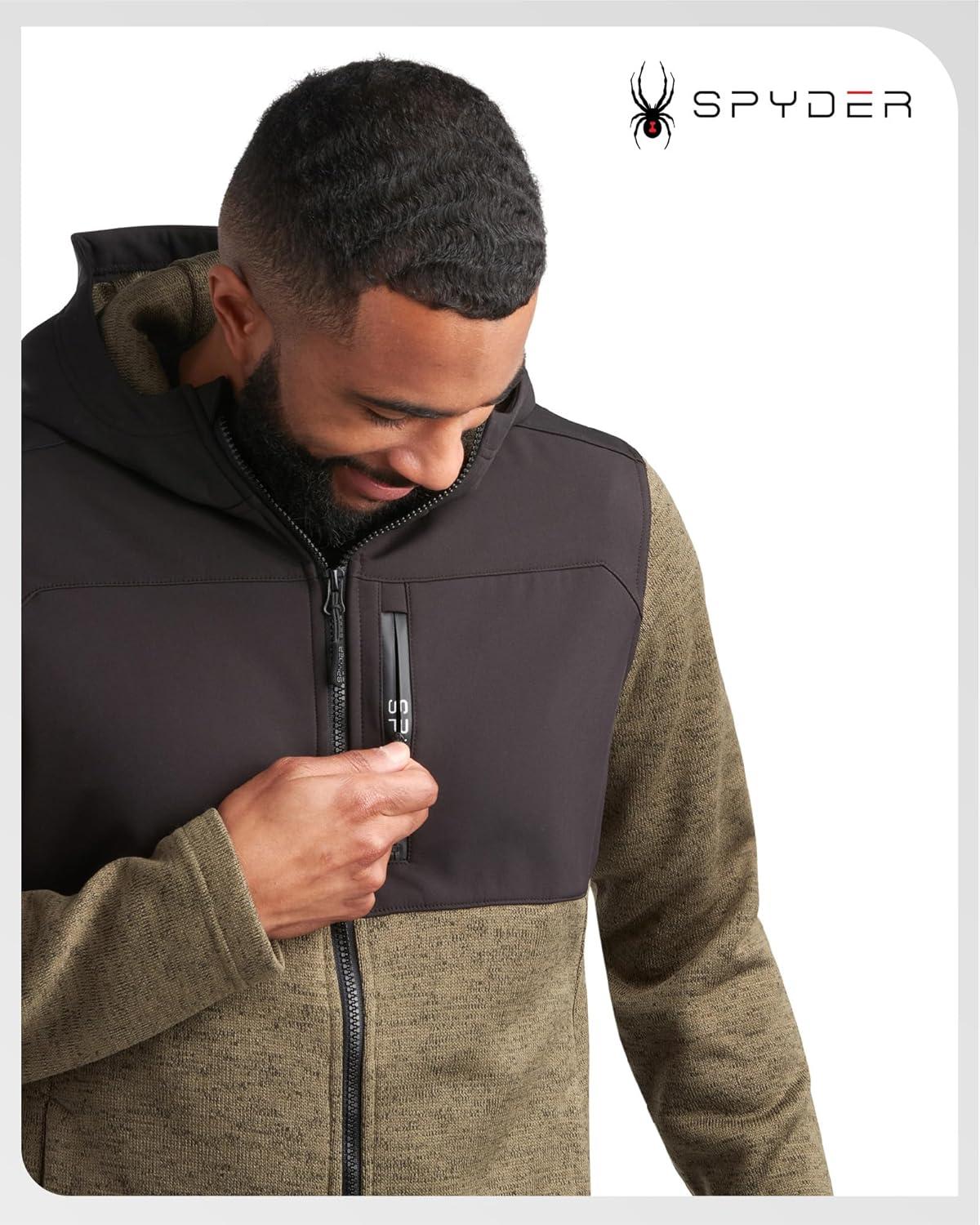 imageSpyder Mens Fleece Jacket Lightweight Cozy Full Zip Hooded Jackets for Men Soft Performance Fleece Hiking Outdoor JacketOlive Black