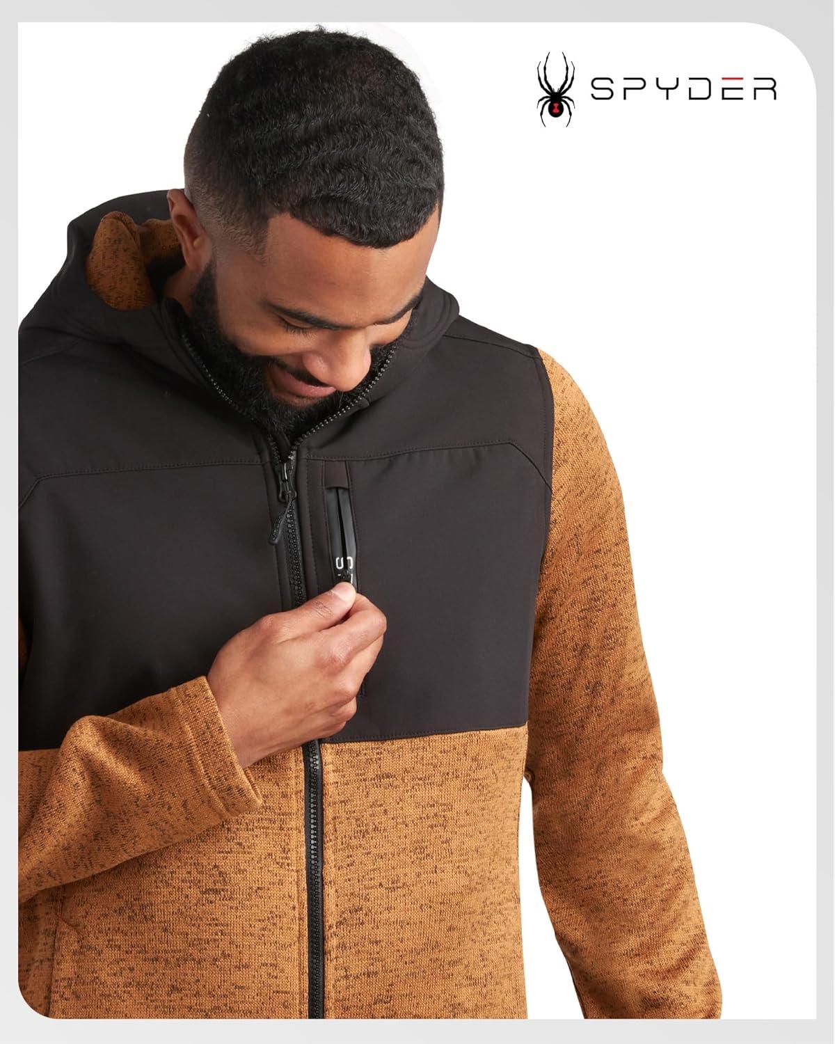 imageSpyder Mens Fleece Jacket Lightweight Cozy Full Zip Hooded Jackets for Men Soft Performance Fleece Hiking Outdoor JacketWheat Brown
