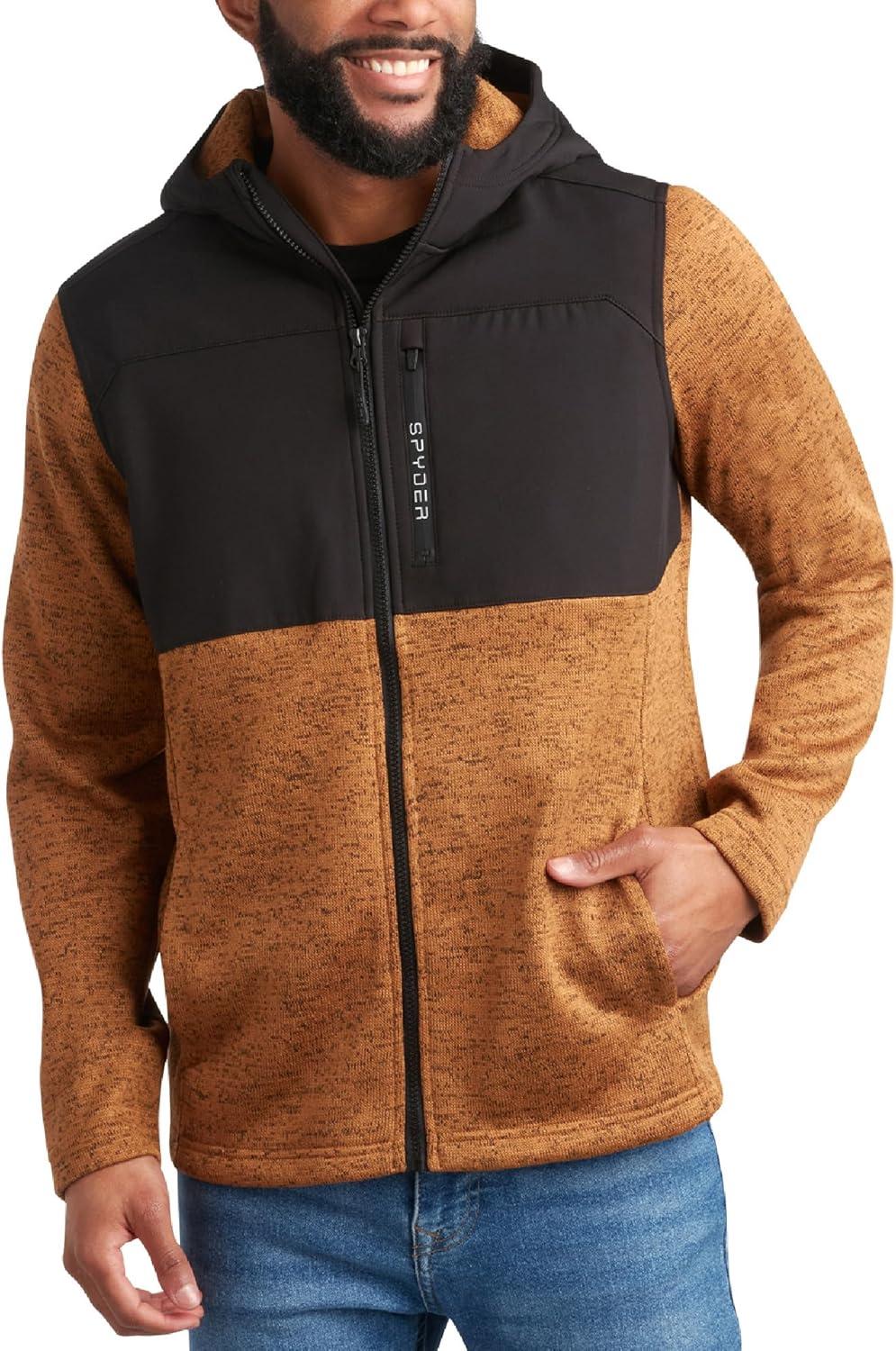 imageSpyder Mens Fleece Jacket Lightweight Cozy Full Zip Hooded Jackets for Men Soft Performance Fleece Hiking Outdoor JacketWheat Brown