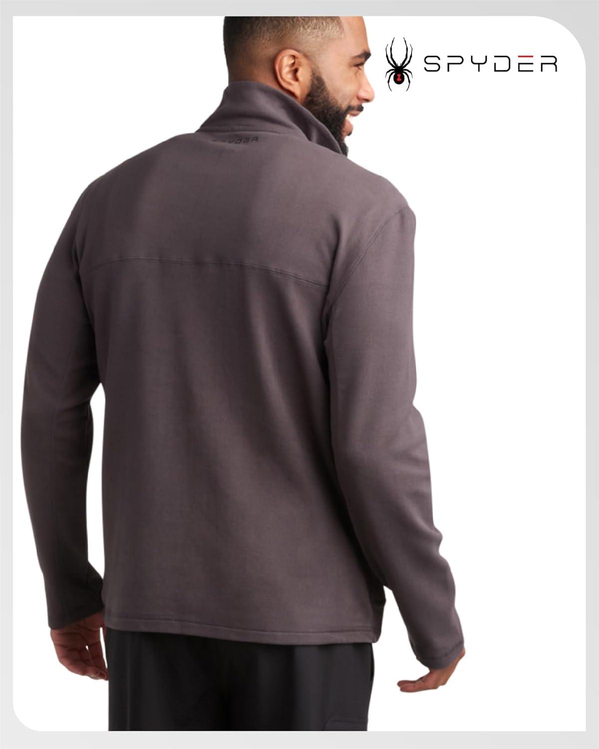 imageSpyder Mens Fleece Jacket Polar Fleece Suede Mens Jacket Lightweight UPF 30 Athletic Zip Up 2 Way Stretch Coat for MenDark Grey