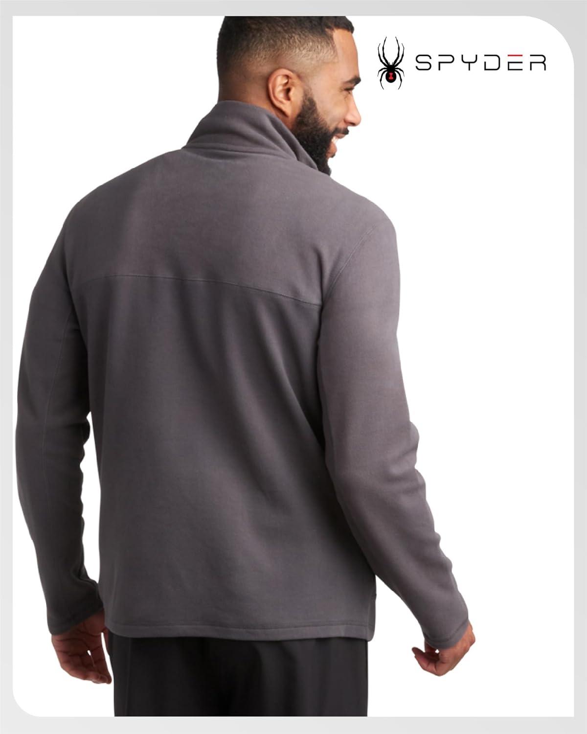 imageSpyder Mens Fleece Jacket Polar Fleece Suede Mens Jacket Lightweight UPF 30 Athletic Zip Up 2 Way Stretch Coat for MenHeather Grey