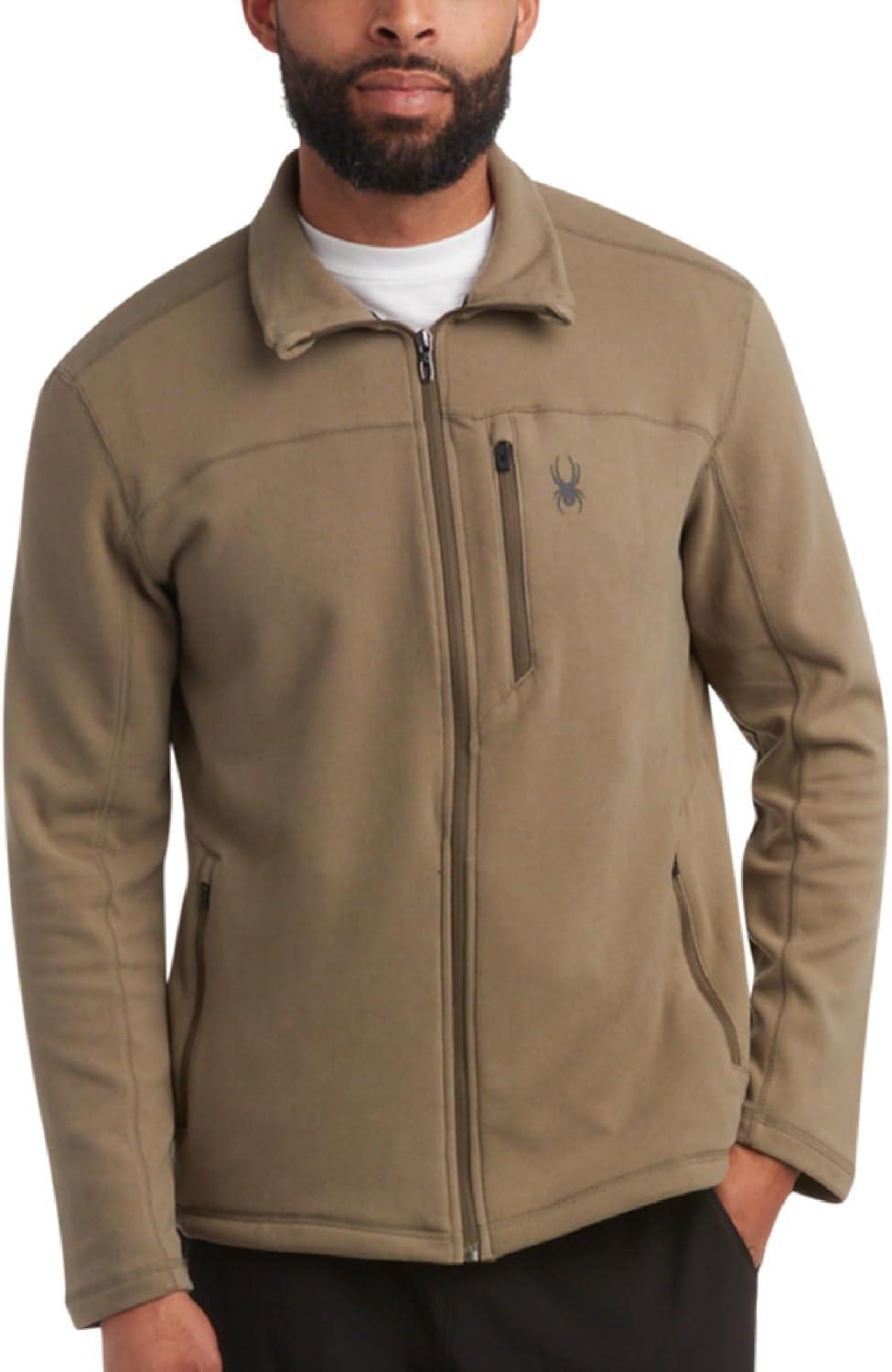 imageSpyder Mens Fleece Jacket Polar Fleece Suede Mens Jacket Lightweight UPF 30 Athletic Zip Up 2 Way Stretch Coat for MenOlive
