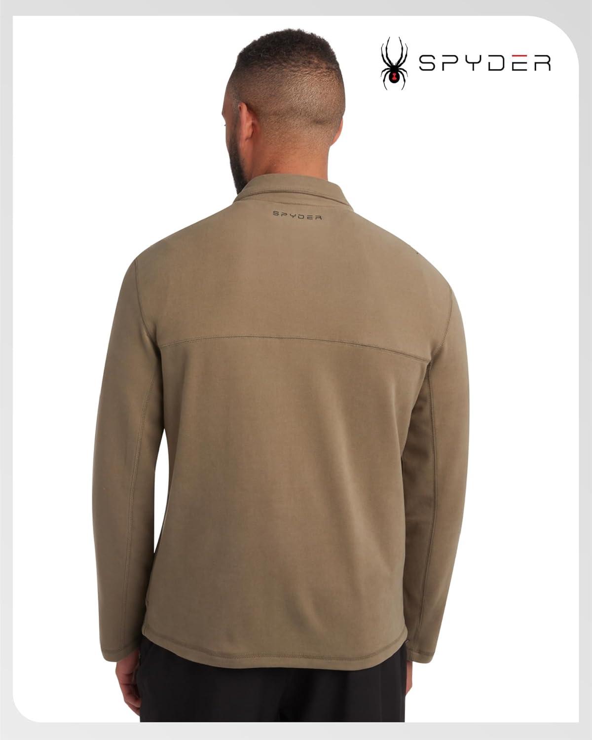 imageSpyder Mens Fleece Jacket Polar Fleece Suede Mens Jacket Lightweight UPF 30 Athletic Zip Up 2 Way Stretch Coat for MenOlive