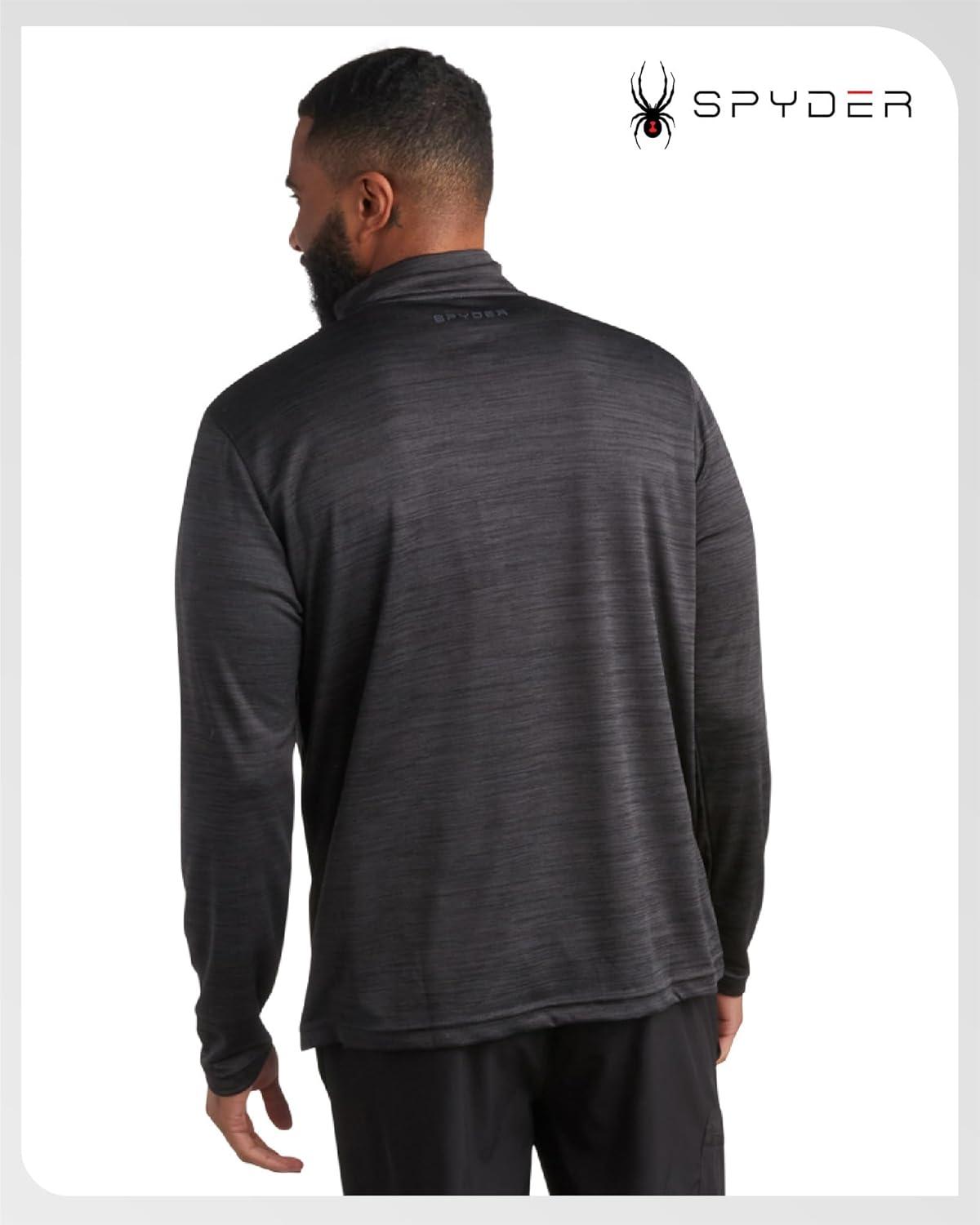 imageSpyder Mens Quarter Zip Pullover Quick Dry Athletic Mens Long Sleeve Workout Shirts Lightweight Gym Golf PulloversHeather Black