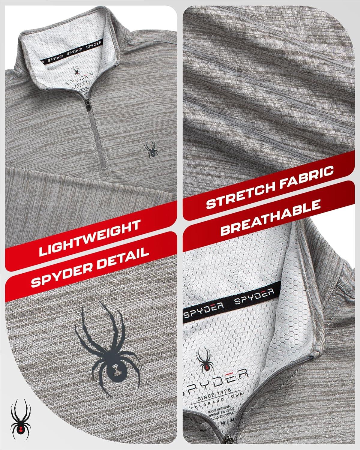 imageSpyder Mens Quarter Zip Pullover Quick Dry Athletic Mens Long Sleeve Workout Shirts Lightweight Gym Golf PulloversHeather Grey