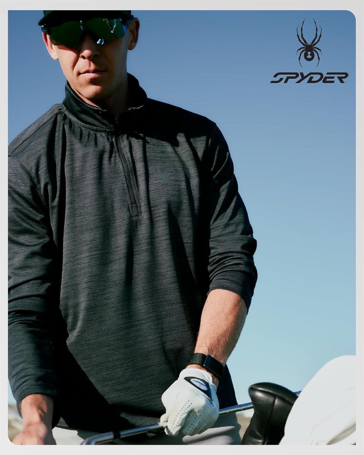 imageSpyder Mens Quarter Zip Pullover Quick Dry Athletic Mens Long Sleeve Workout Shirts Lightweight Gym Golf PulloversHeather Grey