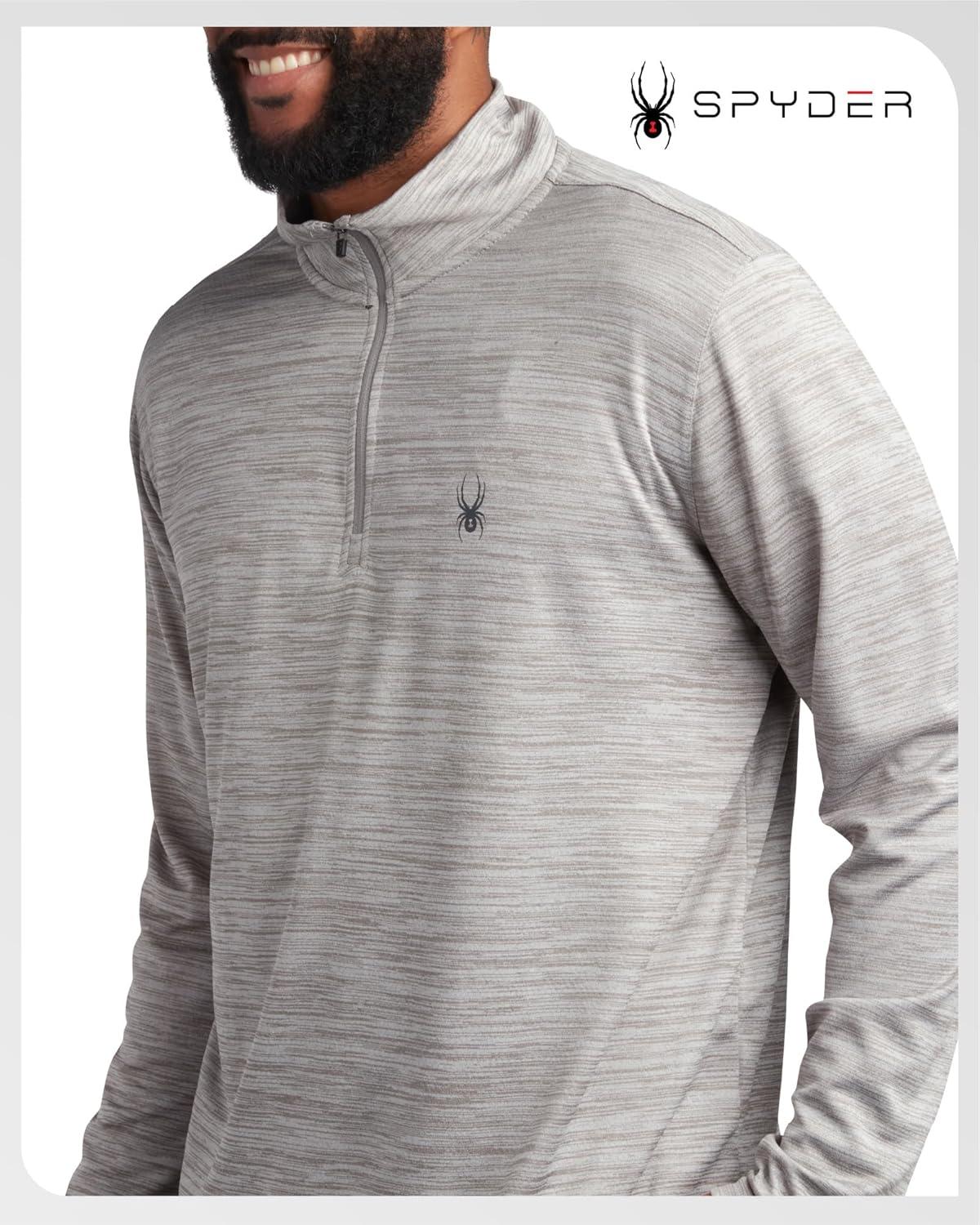 imageSpyder Mens Quarter Zip Pullover Quick Dry Athletic Mens Long Sleeve Workout Shirts Lightweight Gym Golf PulloversHeather Grey