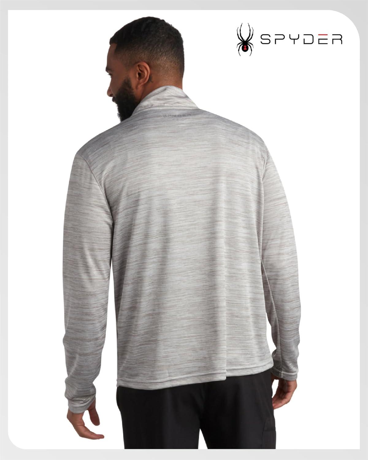 imageSpyder Mens Quarter Zip Pullover Quick Dry Athletic Mens Long Sleeve Workout Shirts Lightweight Gym Golf PulloversHeather Grey