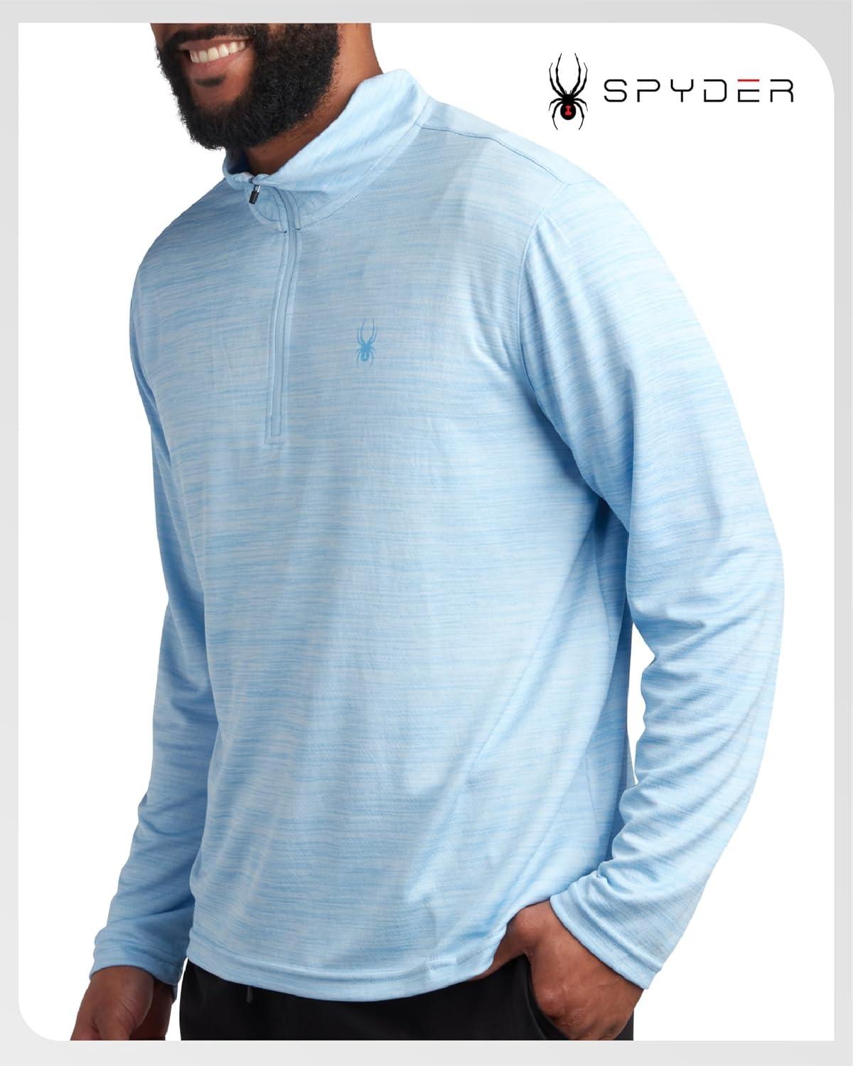 imageSpyder Mens Quarter Zip Pullover Quick Dry Athletic Mens Long Sleeve Workout Shirts Lightweight Gym Golf PulloversSky Blue