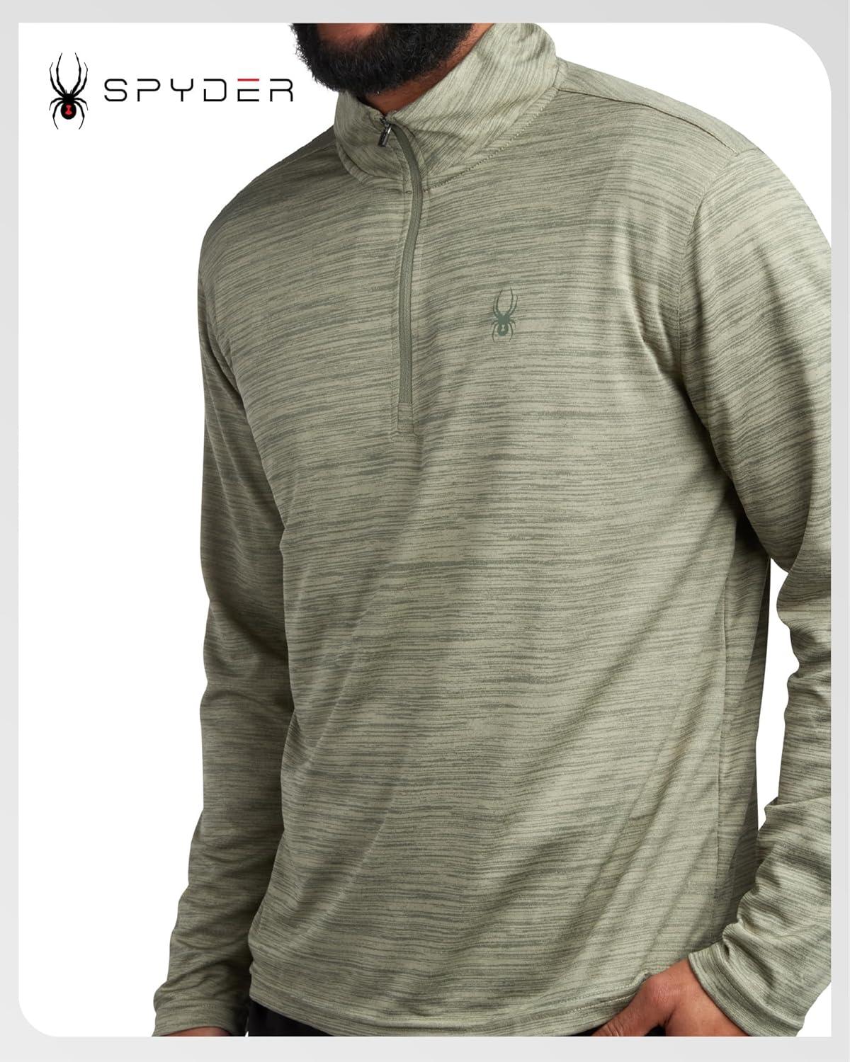 imageSpyder Mens Quarter Zip Pullover Quick Dry Athletic Mens Long Sleeve Workout Shirts Lightweight Gym Golf PulloversSpruce Green