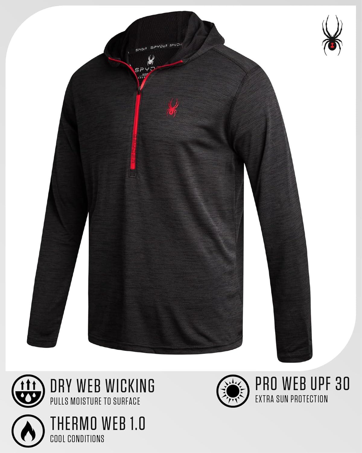 imageSpyder Mens Quarter Zip Pullover Sweatshirt Lightweight Performance Fleece Dry Fit Quarter Zip Hoodie Sweatshirts for MenBlack