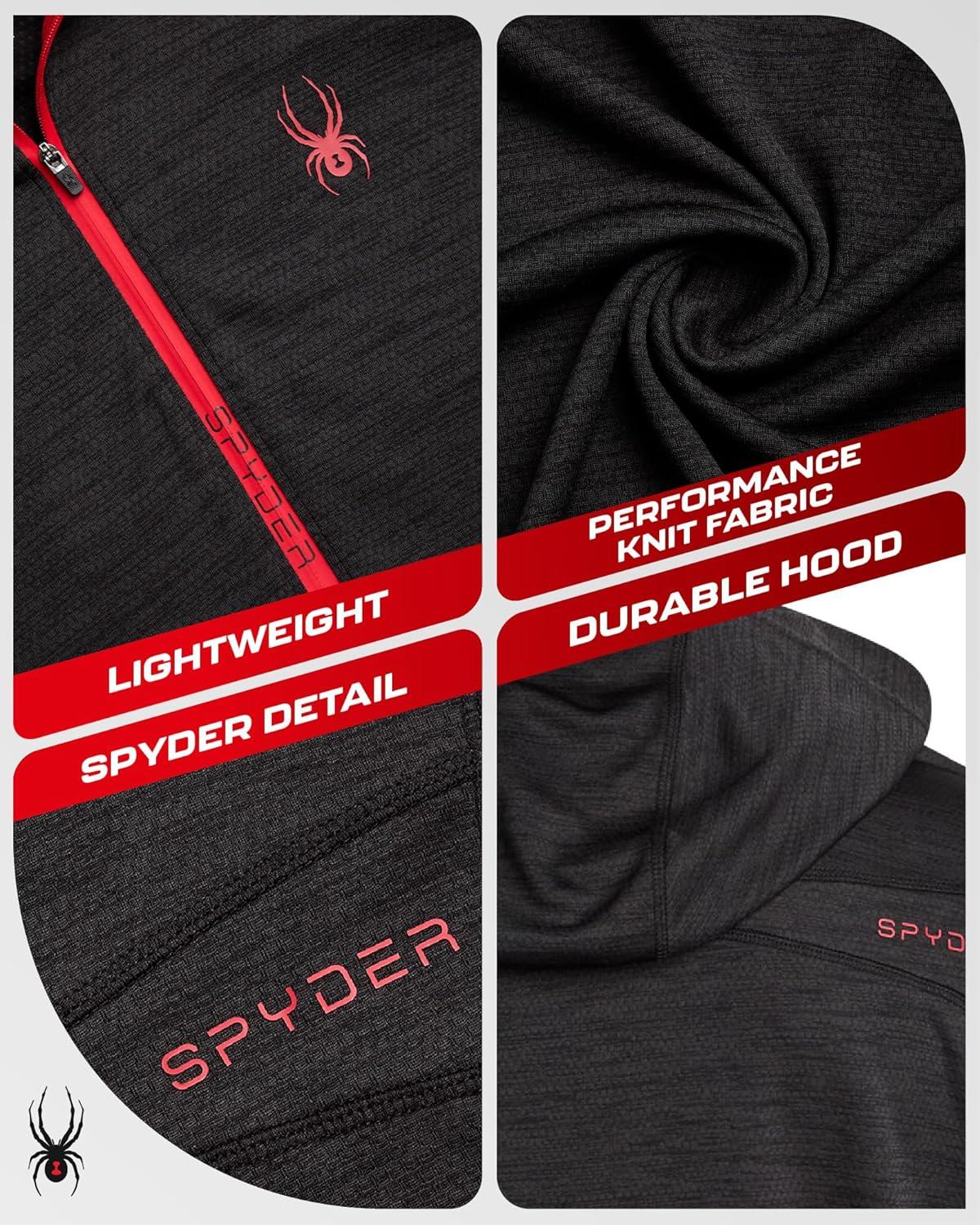 imageSpyder Mens Quarter Zip Pullover Sweatshirt Lightweight Performance Fleece Dry Fit Quarter Zip Hoodie Sweatshirts for MenBlack