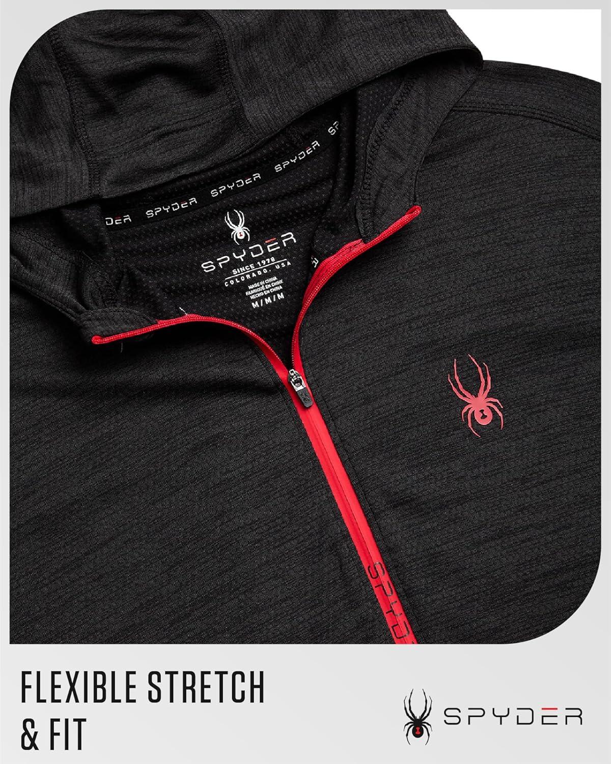 imageSpyder Mens Quarter Zip Pullover Sweatshirt Lightweight Performance Fleece Dry Fit Quarter Zip Hoodie Sweatshirts for MenBlack
