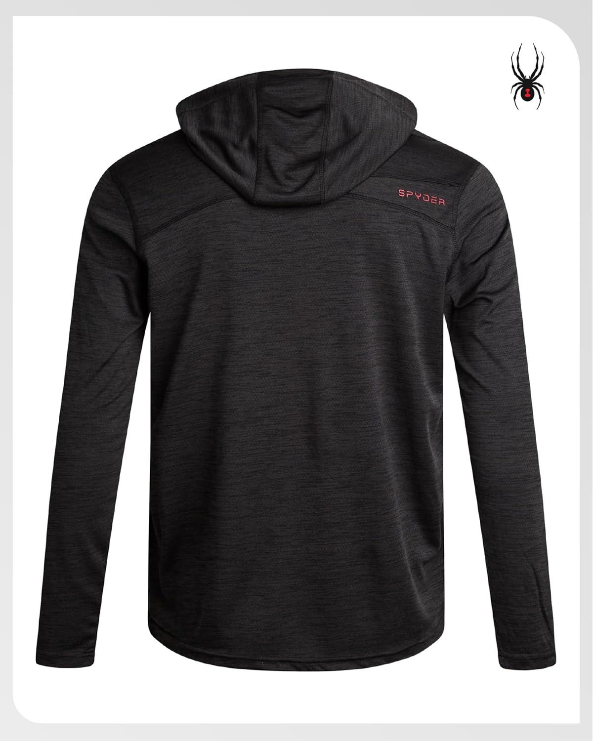 imageSpyder Mens Quarter Zip Pullover Sweatshirt Lightweight Performance Fleece Dry Fit Quarter Zip Hoodie Sweatshirts for MenBlack