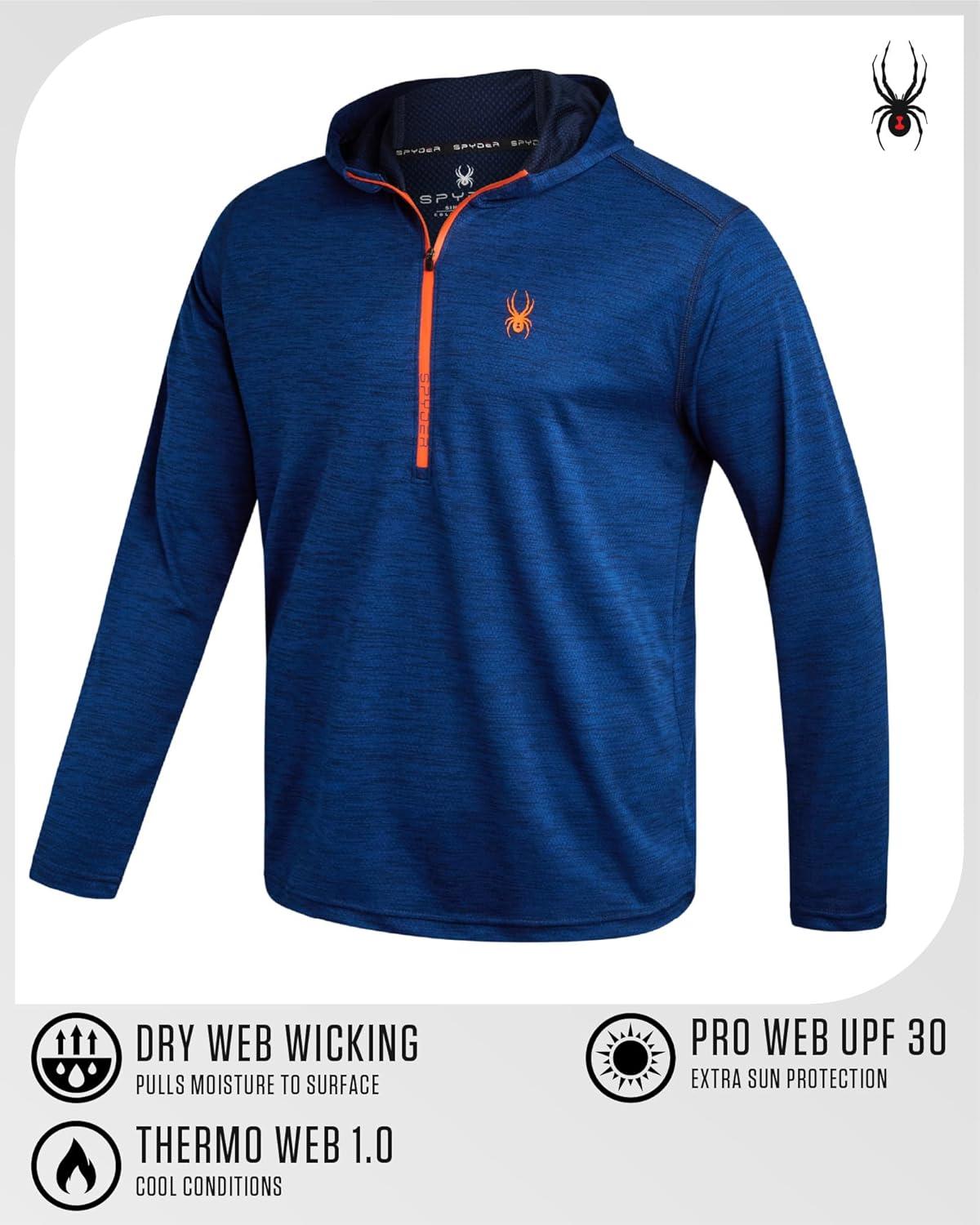 imageSpyder Mens Quarter Zip Pullover Sweatshirt Lightweight Performance Fleece Dry Fit Quarter Zip Hoodie Sweatshirts for MenBlue
