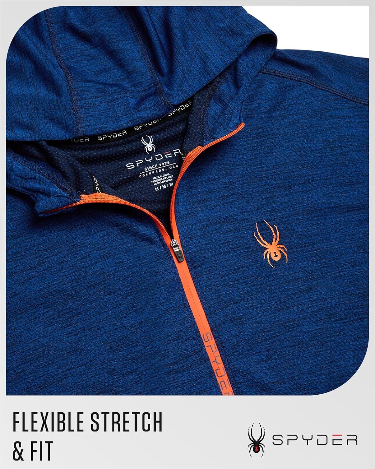 imageSpyder Mens Quarter Zip Pullover Sweatshirt Lightweight Performance Fleece Dry Fit Quarter Zip Hoodie Sweatshirts for MenBlue