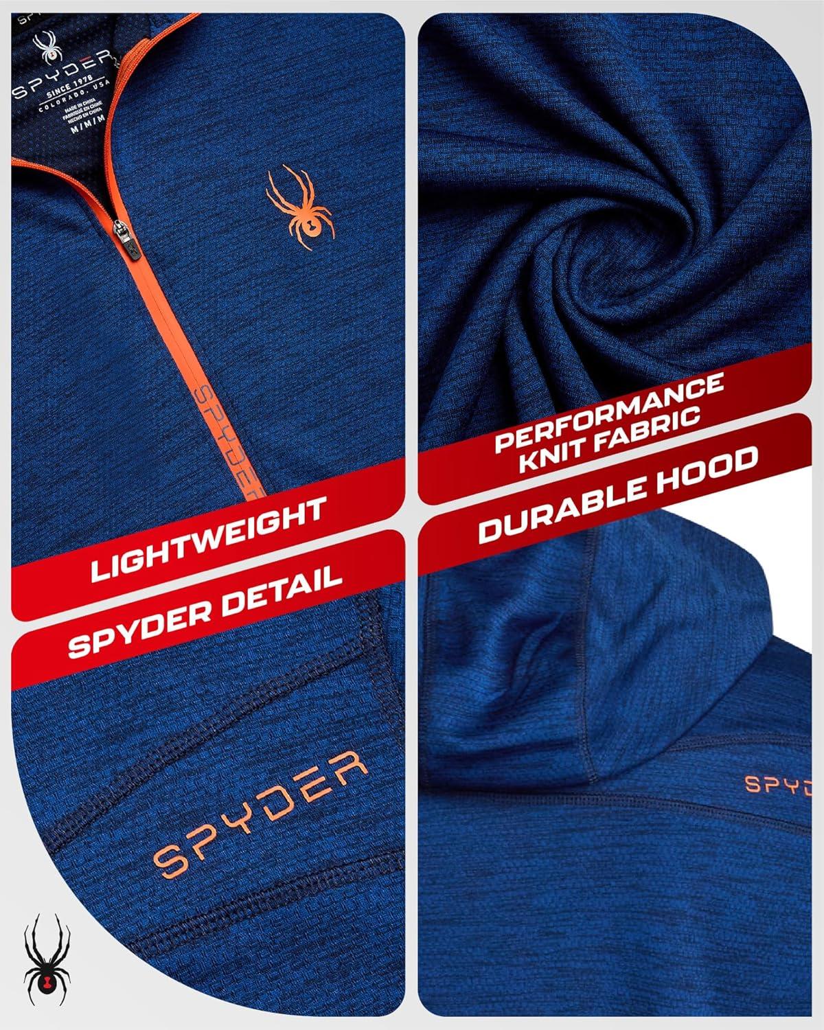 imageSpyder Mens Quarter Zip Pullover Sweatshirt Lightweight Performance Fleece Dry Fit Quarter Zip Hoodie Sweatshirts for MenBlue