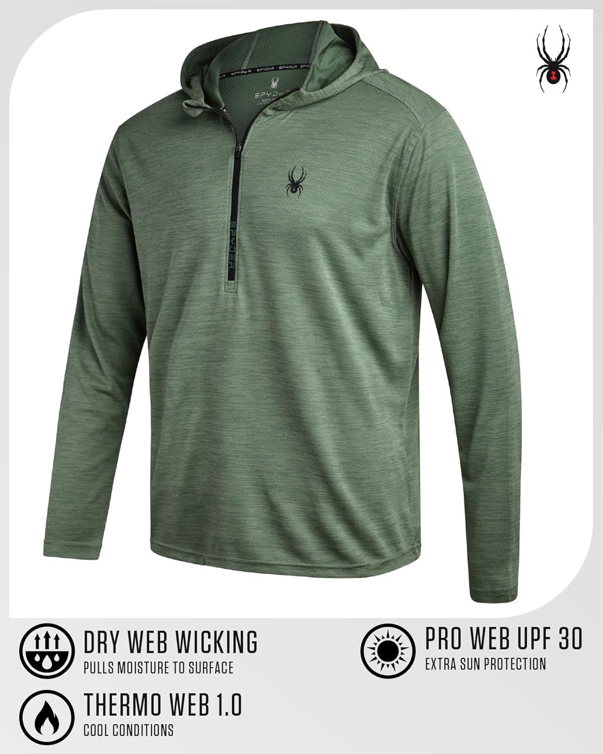 imageSpyder Mens Quarter Zip Pullover Sweatshirt Lightweight Performance Fleece Dry Fit Quarter Zip Hoodie Sweatshirts for MenSpruce Green