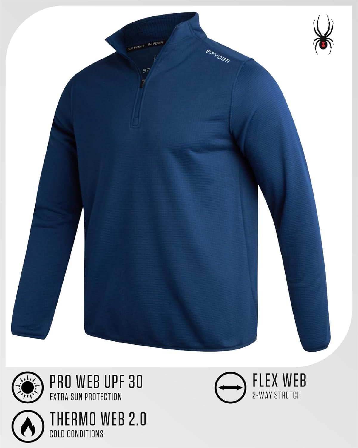 imageSpyder Mens Quarter Zip Pullover Sweatshirt Lightweight Soft Fleece Athletic Pullover Gym amp Running Sweatshirts for MenEstate Blue Zip
