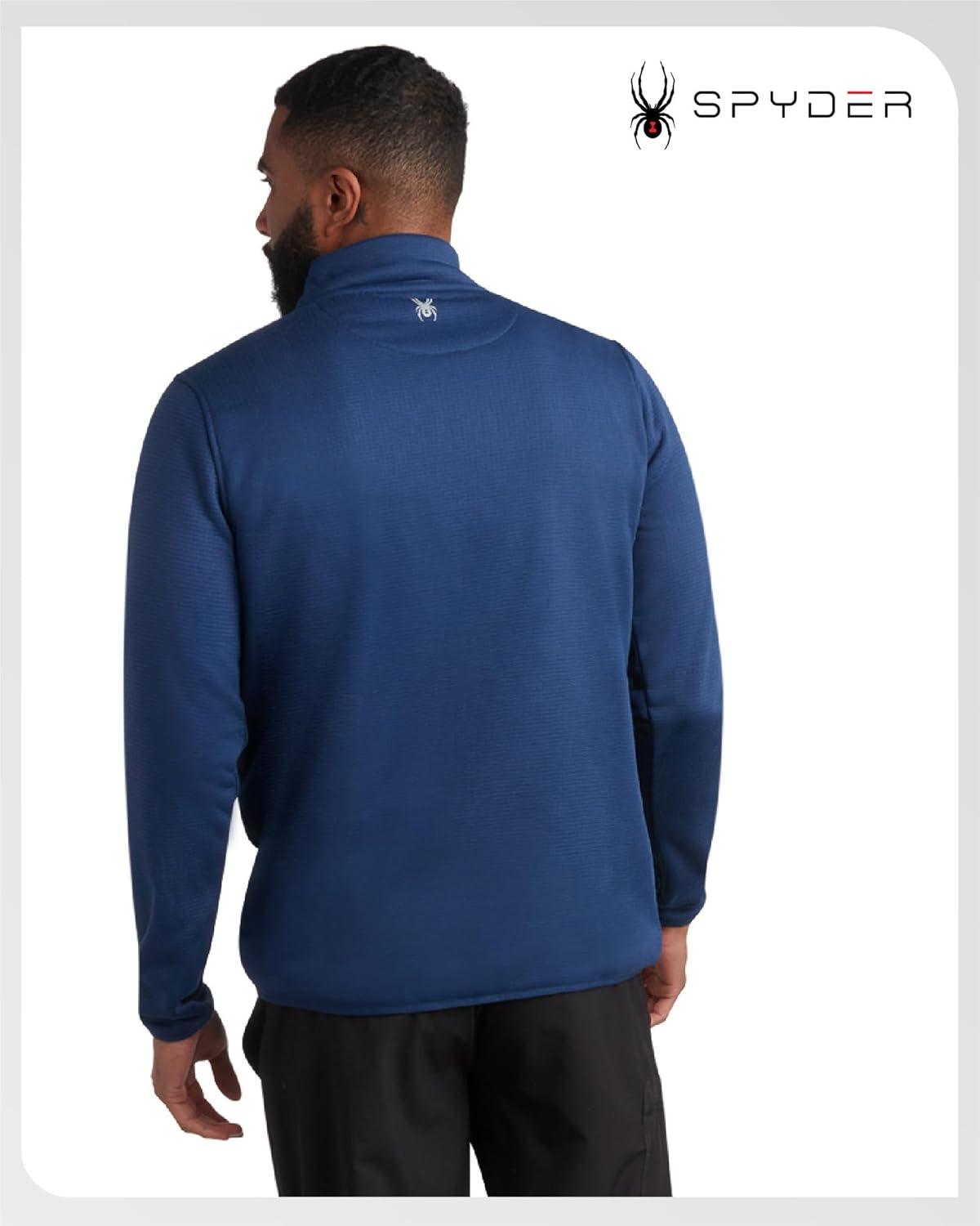 imageSpyder Mens Quarter Zip Pullover Sweatshirt Lightweight Soft Fleece Athletic Pullover Gym amp Running Sweatshirts for MenEstate Blue Zip
