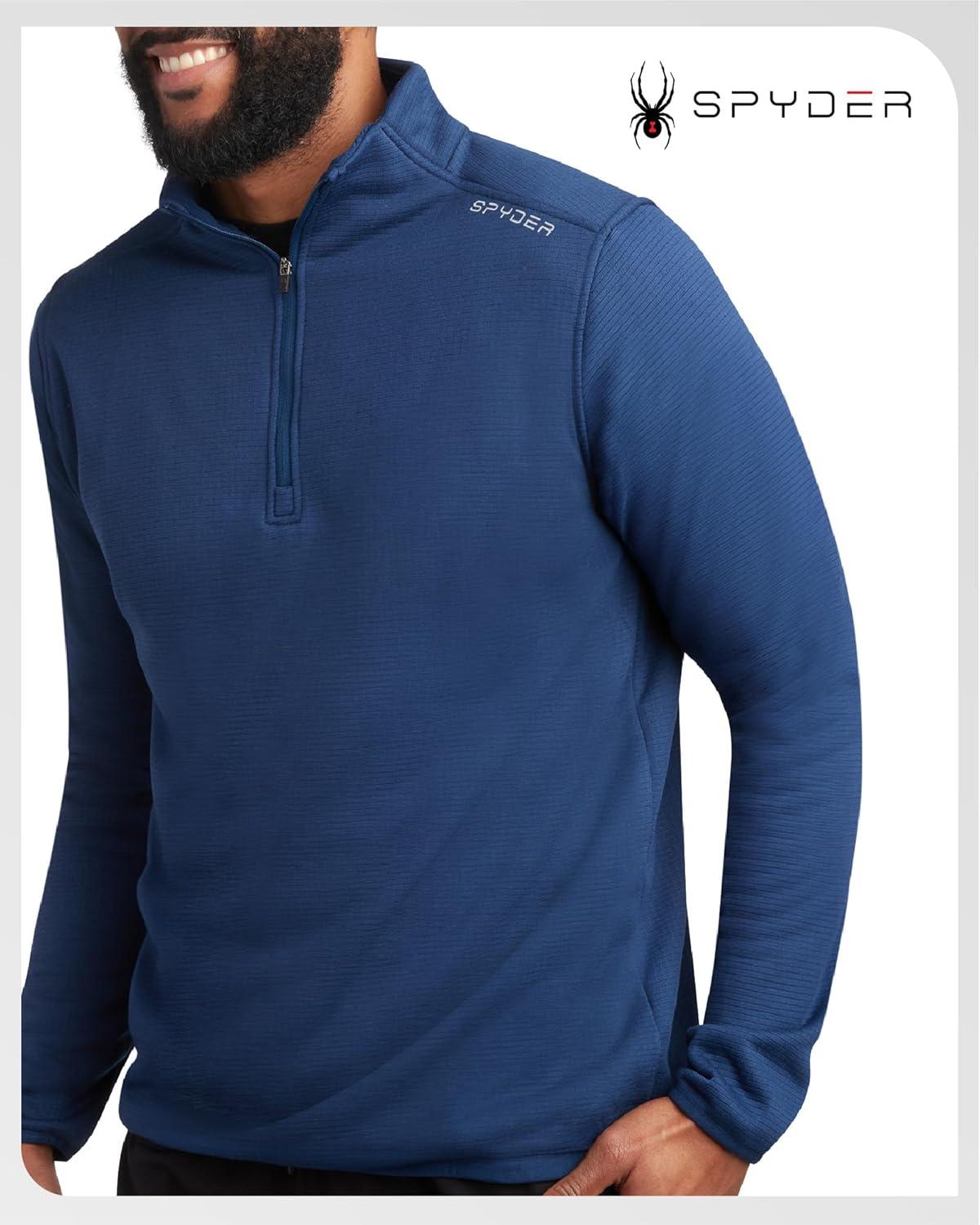imageSpyder Mens Quarter Zip Pullover Sweatshirt Lightweight Soft Fleece Athletic Pullover Gym amp Running Sweatshirts for MenEstate Blue Zip
