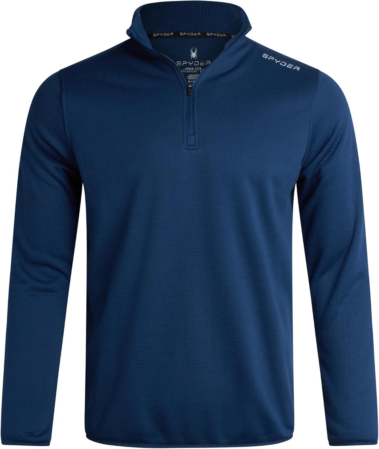 imageSpyder Mens Quarter Zip Pullover Sweatshirt Lightweight Soft Fleece Athletic Pullover Gym amp Running Sweatshirts for MenEstate Blue Zip