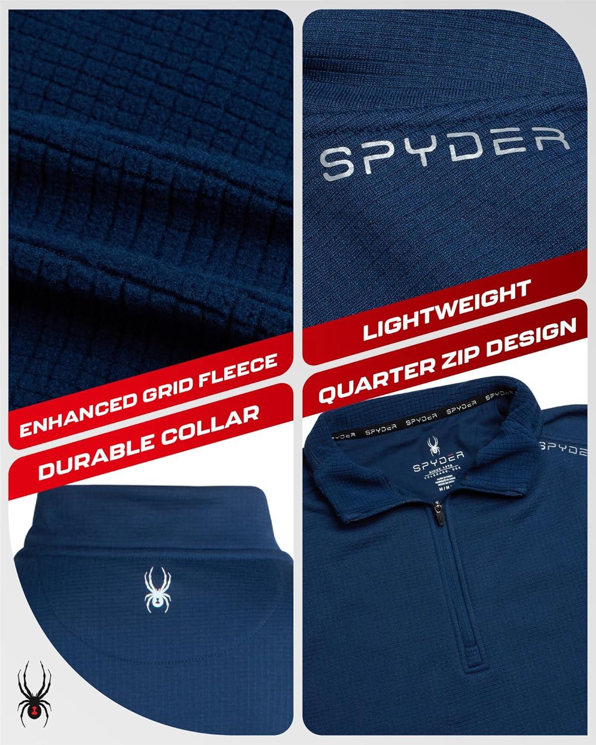 imageSpyder Mens Quarter Zip Pullover Sweatshirt Lightweight Soft Fleece Athletic Pullover Gym amp Running Sweatshirts for MenEstate Blue Zip