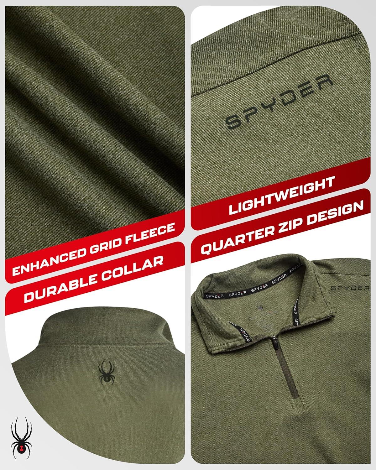 imageSpyder Mens Quarter Zip Pullover Sweatshirt Lightweight Soft Fleece Athletic Pullover Gym amp Running Sweatshirts for MenOlive