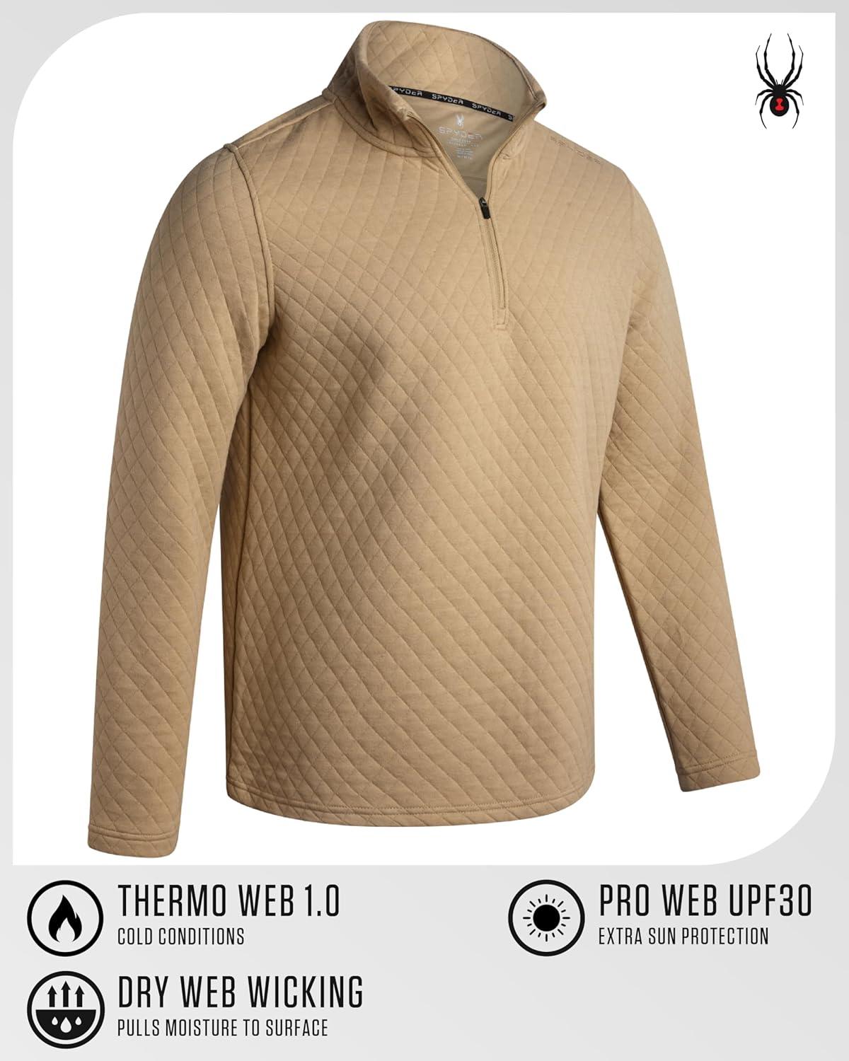 imageSpyder Mens Quarter Zip Pullover Sweatshirt Lightweight Soft Fleece Athletic Pullover Gym amp Running Sweatshirts for MenSand