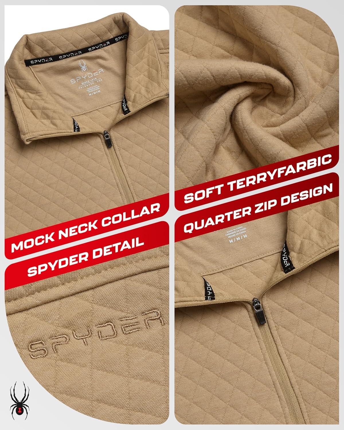 imageSpyder Mens Quarter Zip Pullover Sweatshirt Lightweight Soft Fleece Athletic Pullover Gym amp Running Sweatshirts for MenSand