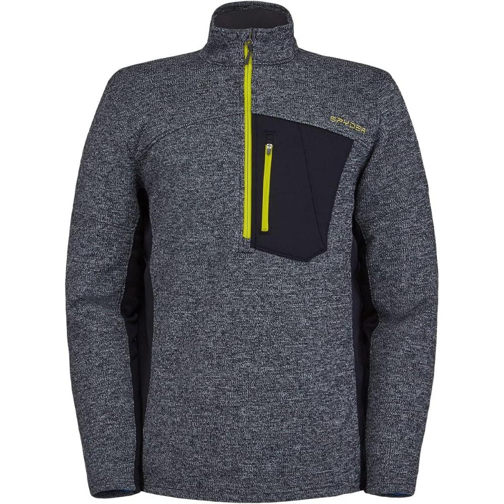 imageSpyder Mens Bandit Hybrid 12 Zip Fleece Ski Mid Layer Sweater JacketBlk Cts