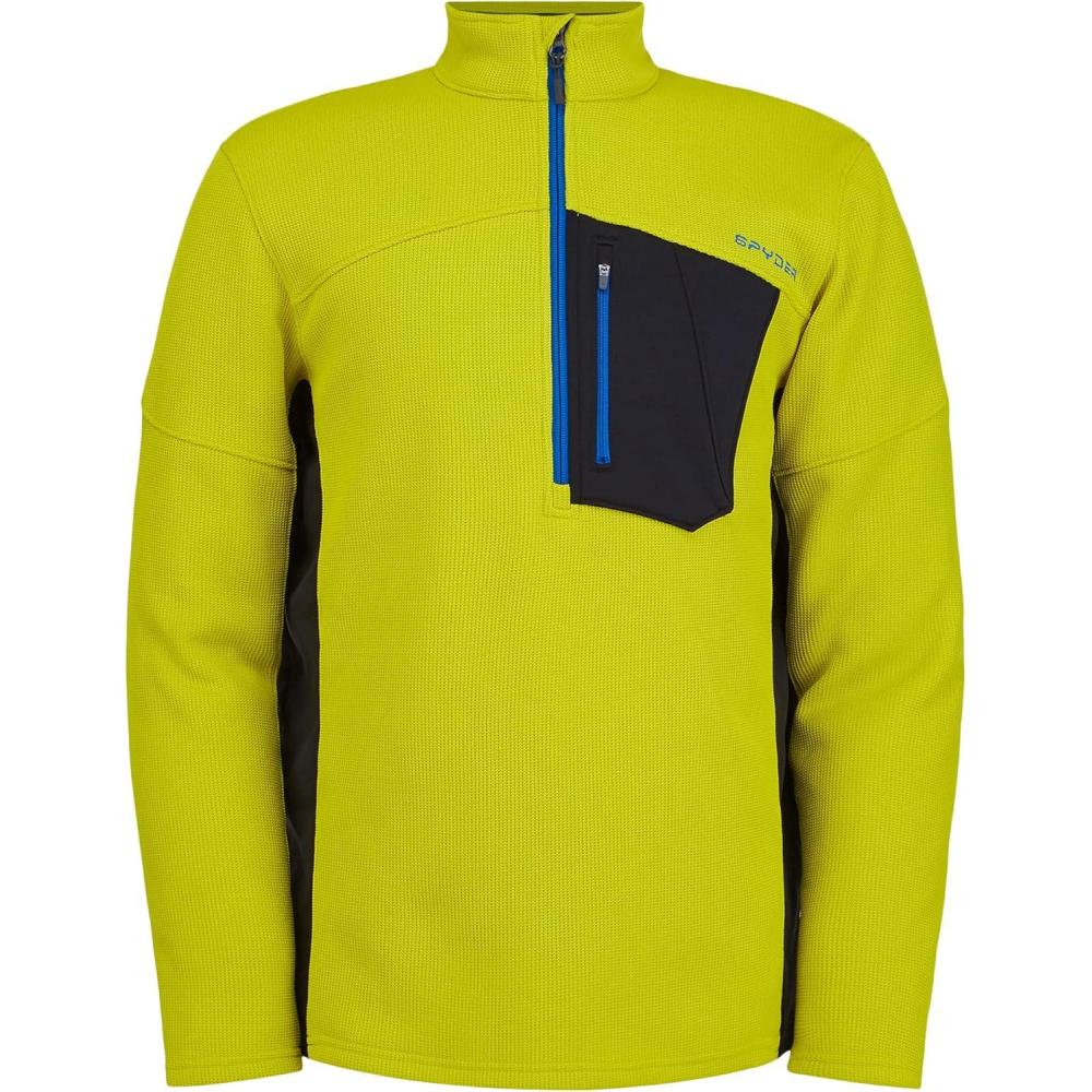 imageSpyder Mens Bandit Hybrid 12 Zip Fleece Ski Mid Layer Sweater JacketCitron