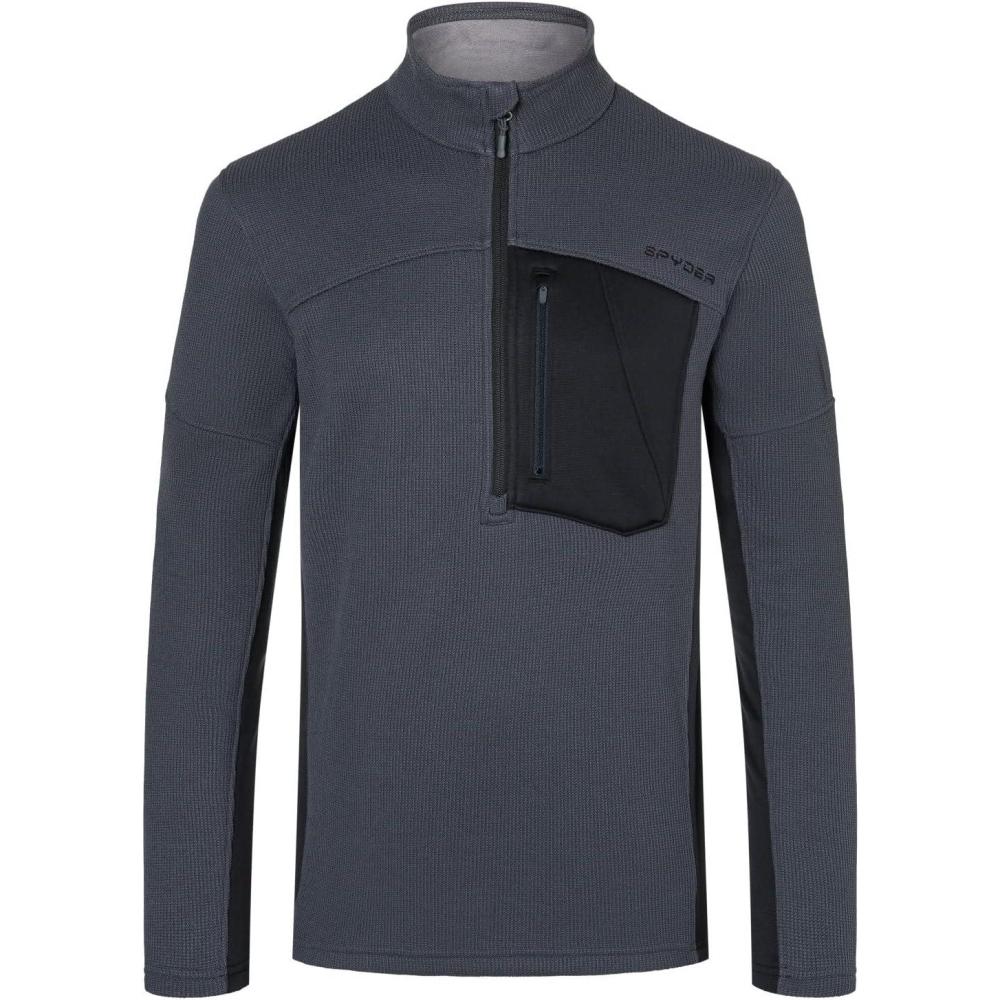 imageSpyder Mens Bandit Hybrid 12 Zip Fleece Ski Mid Layer Sweater JacketEbony