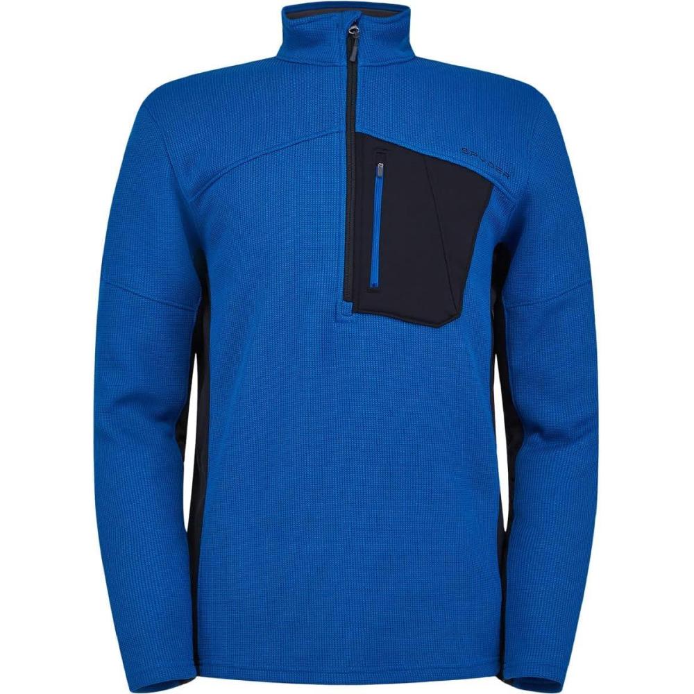 imageSpyder Mens Bandit Hybrid 12 Zip Fleece Ski Mid Layer Sweater JacketOld Glory