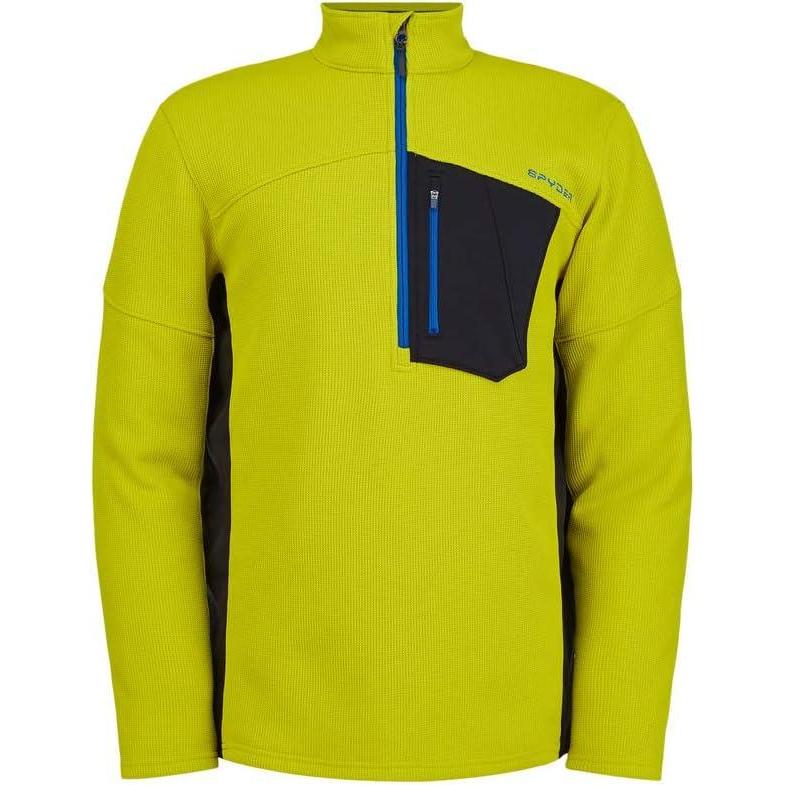imageSpyder Mens Bandit Hybrid 12 Zip Fleece Ski Mid Layer Sweater JacketSharp Lime