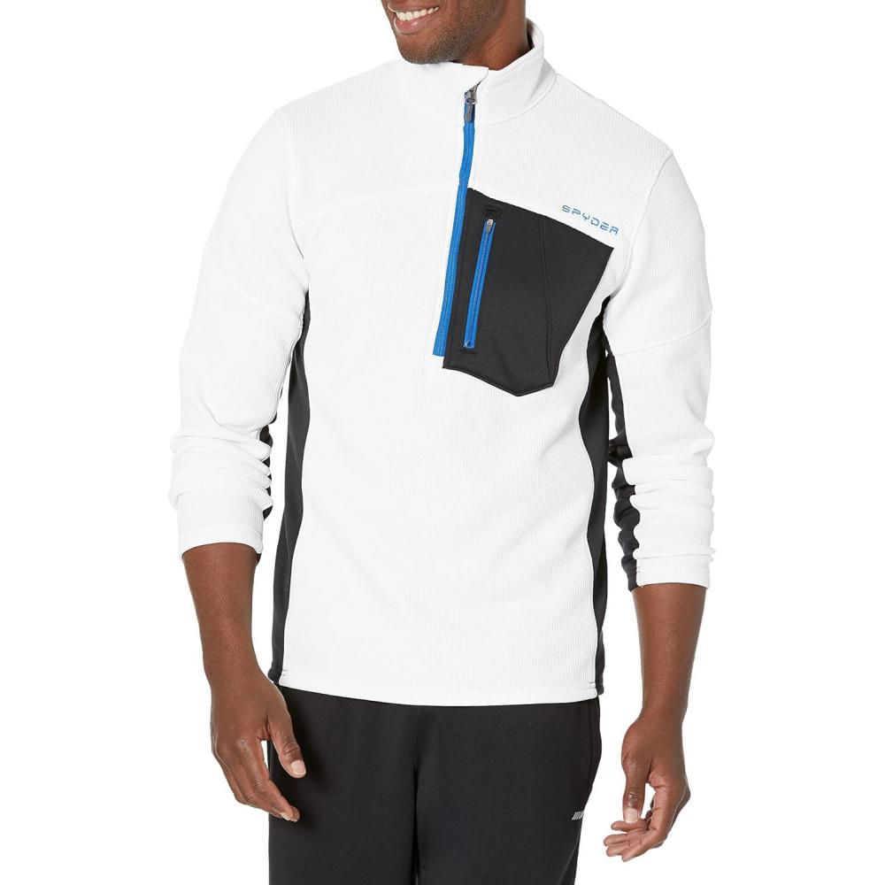 imageSpyder Mens Bandit Hybrid 12 Zip Fleece Ski Mid Layer Sweater JacketWhite