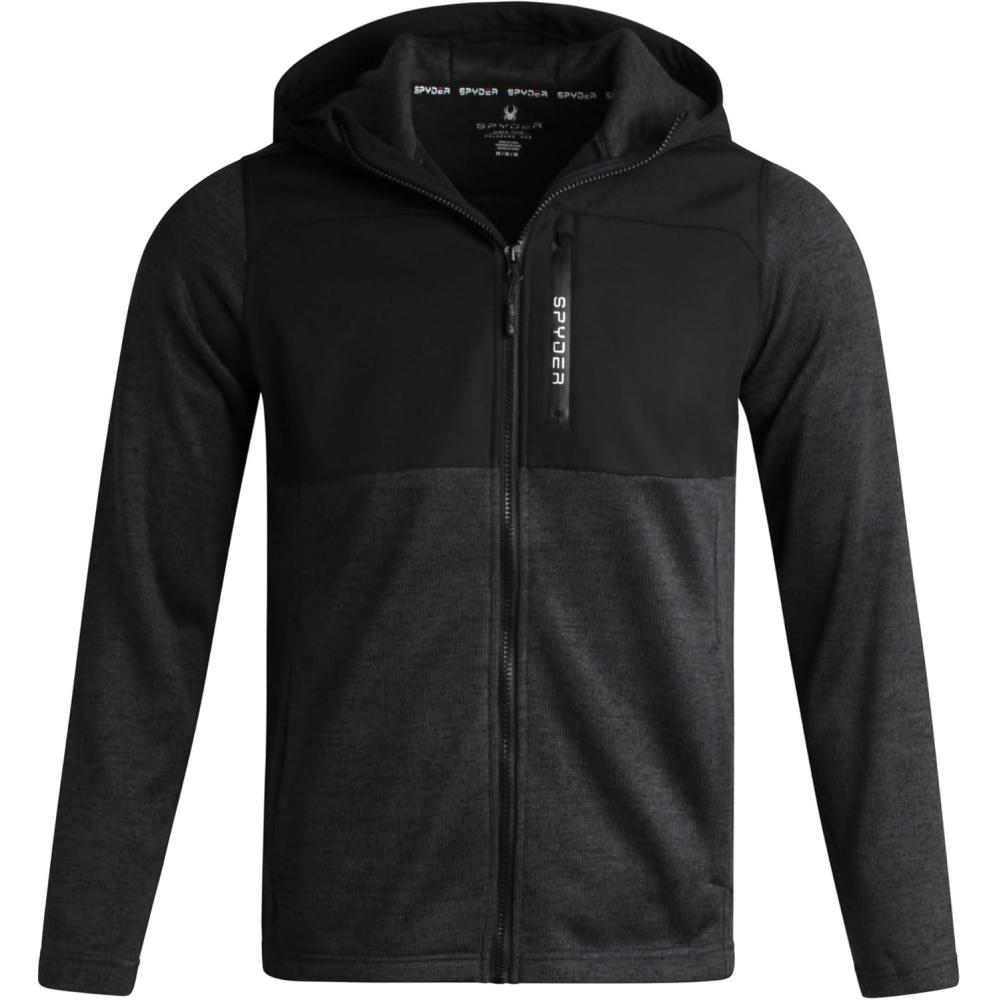 imageSpyder Mens Fleece Jacket Lightweight Cozy Full Zip Hooded Jackets for Men Soft Performance Fleece Hiking Outdoor JacketBlack