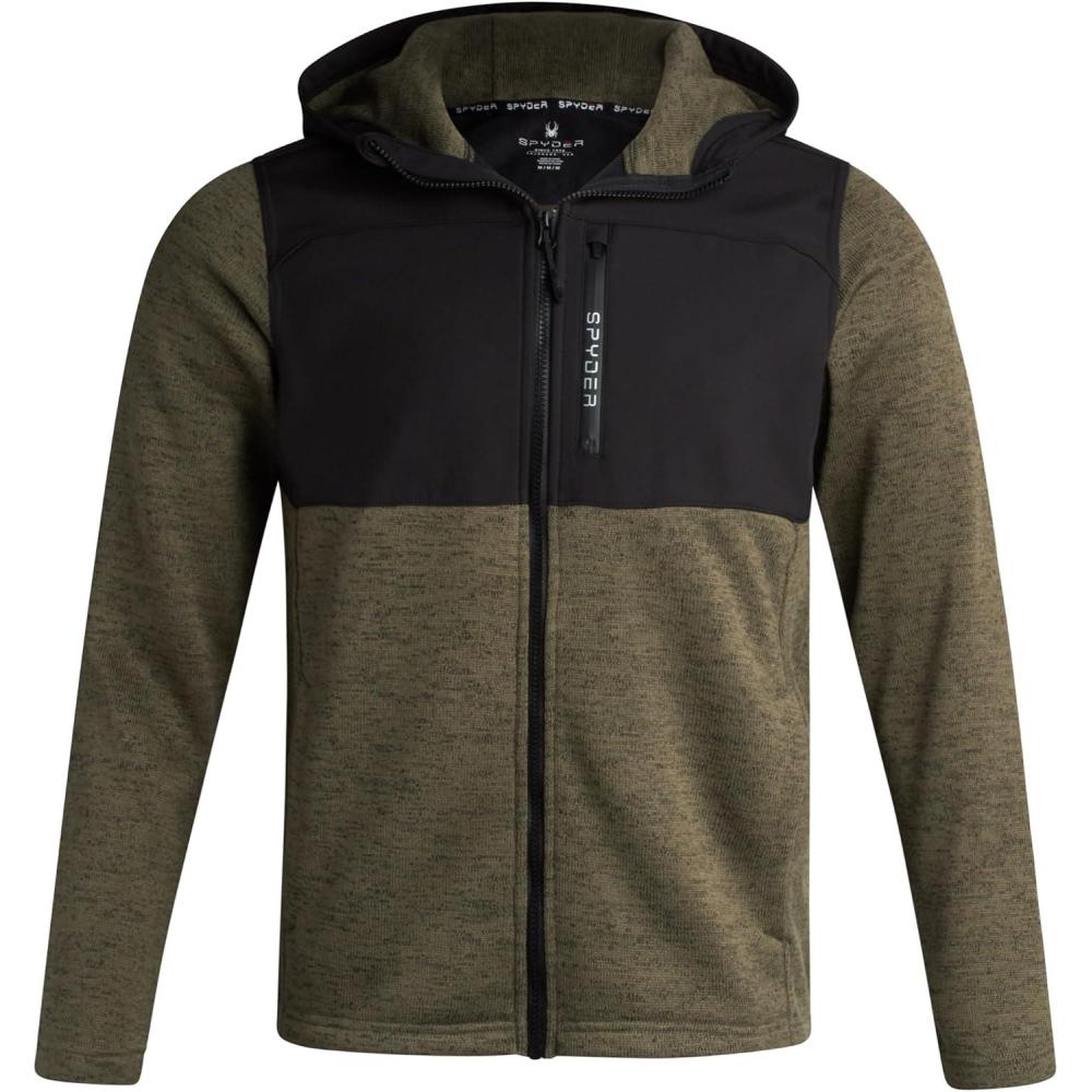 imageSpyder Mens Fleece Jacket  Lightweight Cozy Full Zip Hooded Jackets for Men  Soft Performance Fleece Hiking Outdoor JacketOlive Black