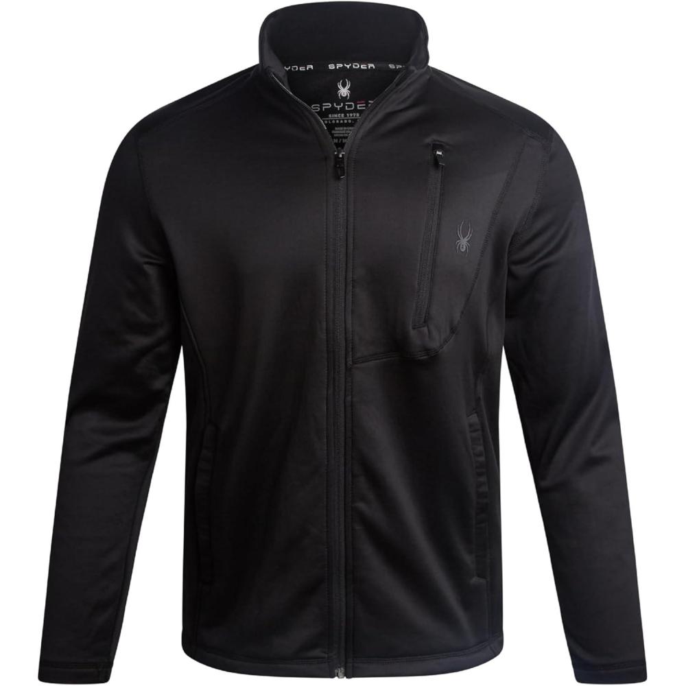 imageSpyder Mens Fleece Jacket Polar Fleece Suede Mens Jacket Lightweight UPF 30 Athletic Zip Up 2 Way Stretch Coat for MenBlack Raven