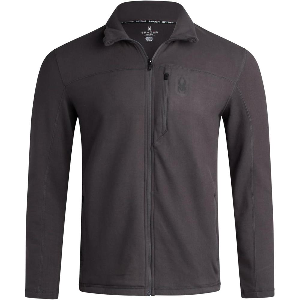 imageSpyder Mens Fleece Jacket Polar Fleece Suede Mens Jacket Lightweight UPF 30 Athletic Zip Up 2 Way Stretch Coat for MenDark Grey