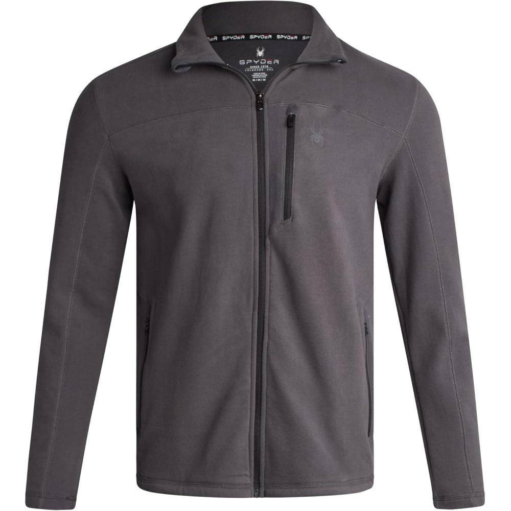 imageSpyder Mens Fleece Jacket Polar Fleece Suede Mens Jacket Lightweight UPF 30 Athletic Zip Up 2 Way Stretch Coat for MenHeather Grey