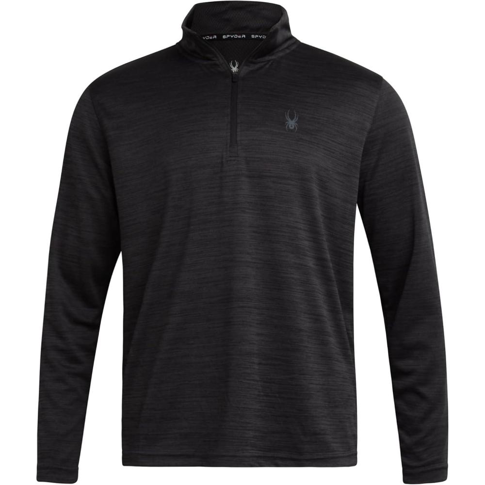 imageSpyder Mens Quarter Zip Pullover Quick Dry Athletic Mens Long Sleeve Workout Shirts Lightweight Gym Golf PulloversHeather Black