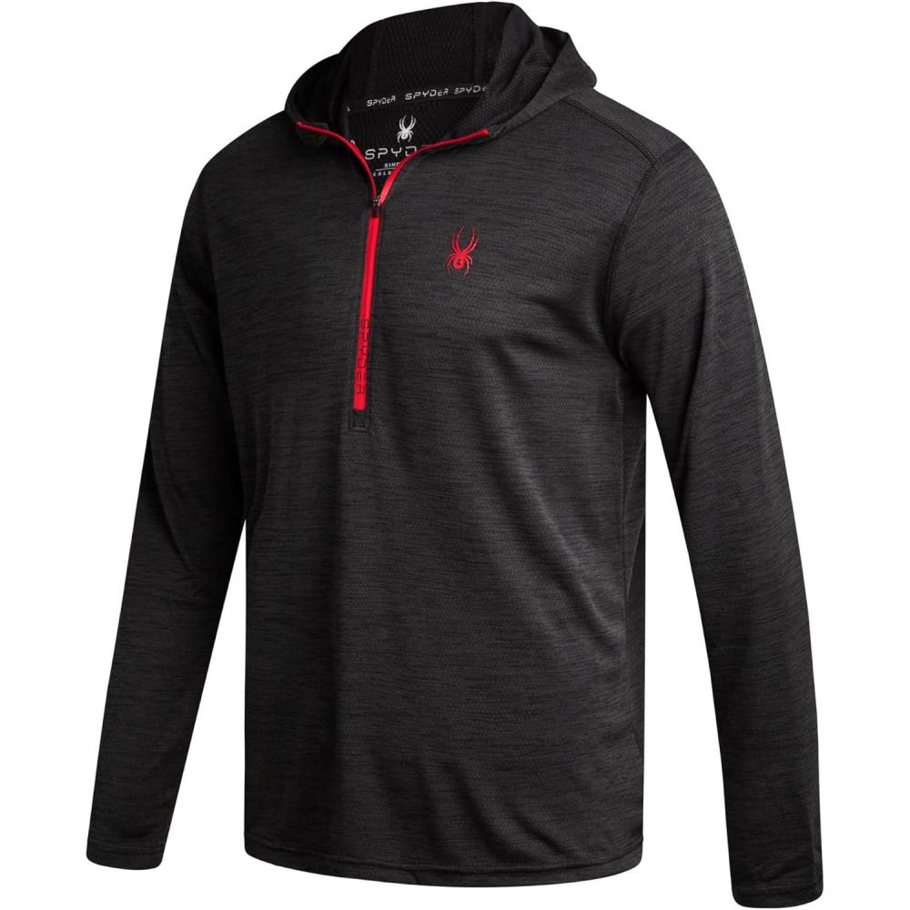 imageSpyder Mens Quarter Zip Pullover Sweatshirt Lightweight Performance Fleece Dry Fit Quarter Zip Hoodie Sweatshirts for MenBlack