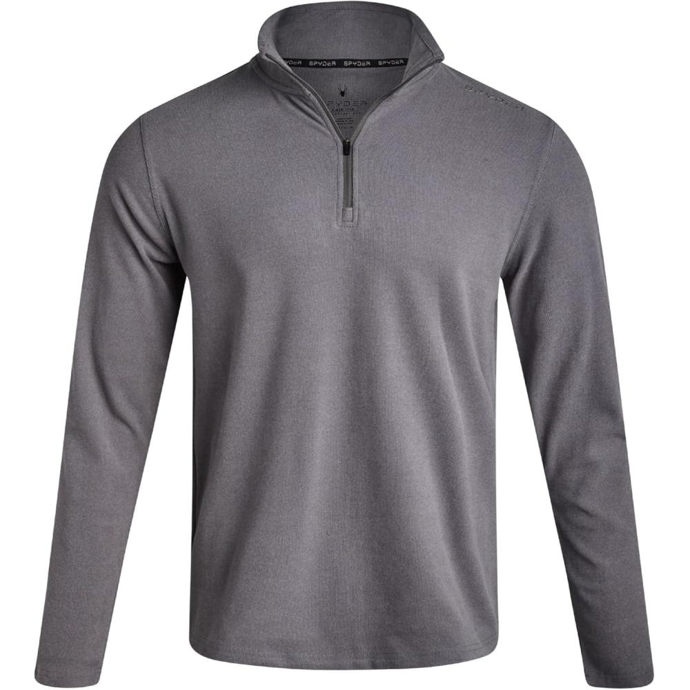 imageSpyder Mens Quarter Zip Pullover Sweatshirt Lightweight Soft Fleece Athletic Pullover Gym amp Running Sweatshirts for MenSteel Grey