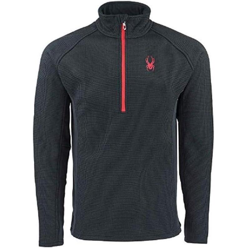imageSpyder Mens Standard Outbound Half Zip MidWeight Mock Neck SweaterBlackRed