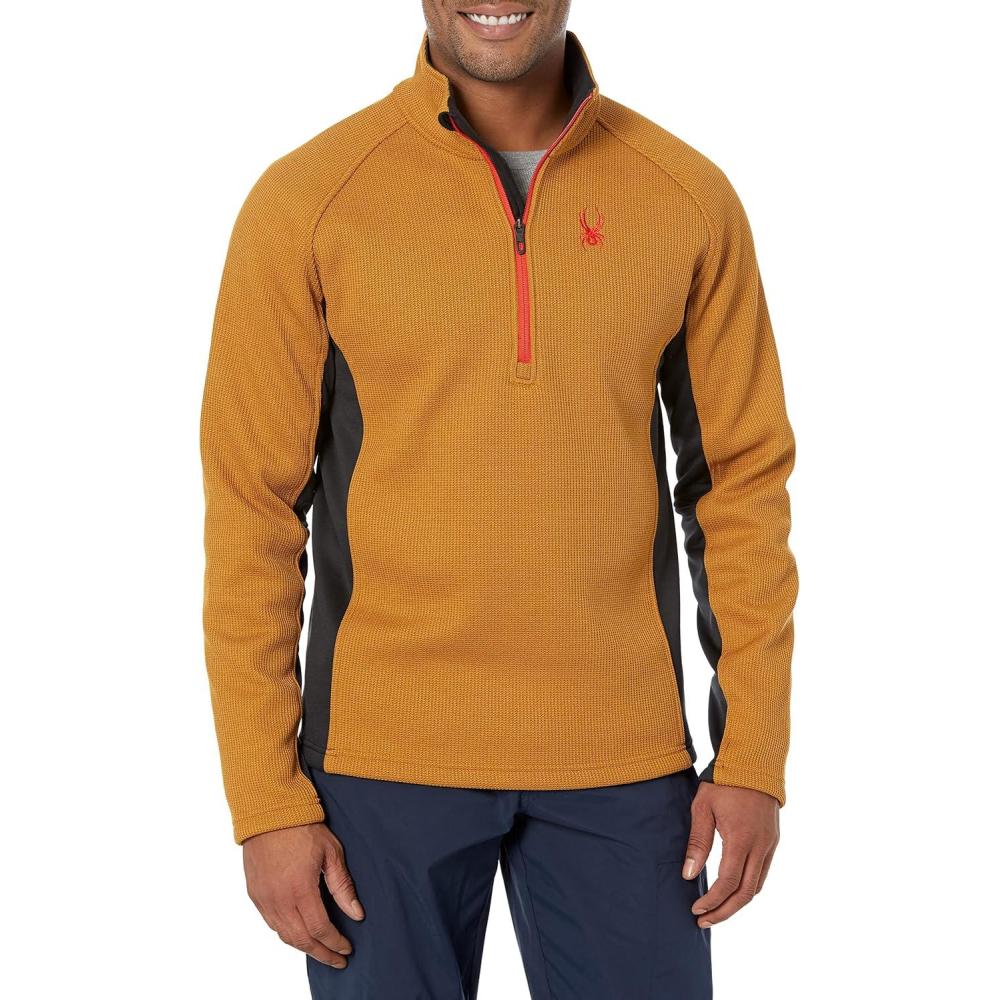 imageSpyder Mens Standard Outbound Half Zip MidWeight Mock Neck SweaterToasted