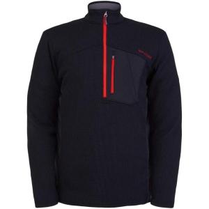 Spyder Men’s Bandit Hybrid 1/2 Zip Fleece Ski Mid Layer Sweater Jacket(Blk Red)