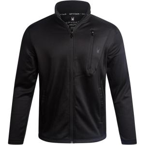 Spyder Mens Fleece Jacket – Polar Fleece Suede Mens Jacket Lightweight UPF 30+ Athletic Zip Up 2 Way Stretch Coat for Men(Black Raven)