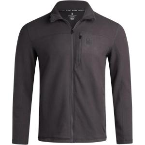 Spyder Mens Fleece Jacket – Polar Fleece Suede Mens Jacket Lightweight UPF 30+ Athletic Zip Up 2 Way Stretch Coat for Men(Dark Grey)